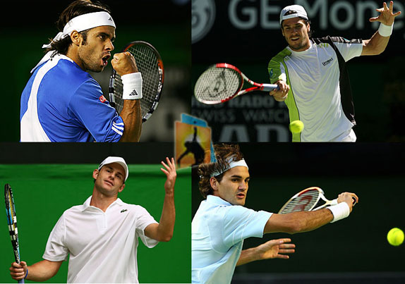 Fernando Gonzalez, Tommy Haas, Andy Roddick y Roger Federer