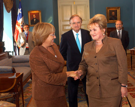 Michelle Bachelet y Lubov Sliska (Vice-Speaker de la Duma de Rusia)